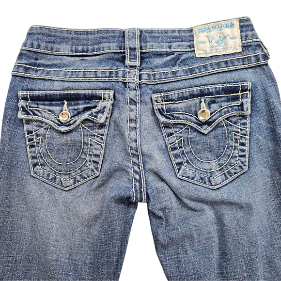 True Religion Capri Jeans Womens Size26 Disco Lily Big T Embellished Distressed - Picture 6 of 15